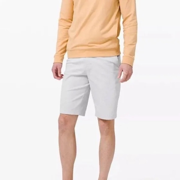 Lululemon Short Qwick Oxford 11” Relaxed Sz 30 Rare NWT Grey BLK/White Golf Work - Picture 3 of 13